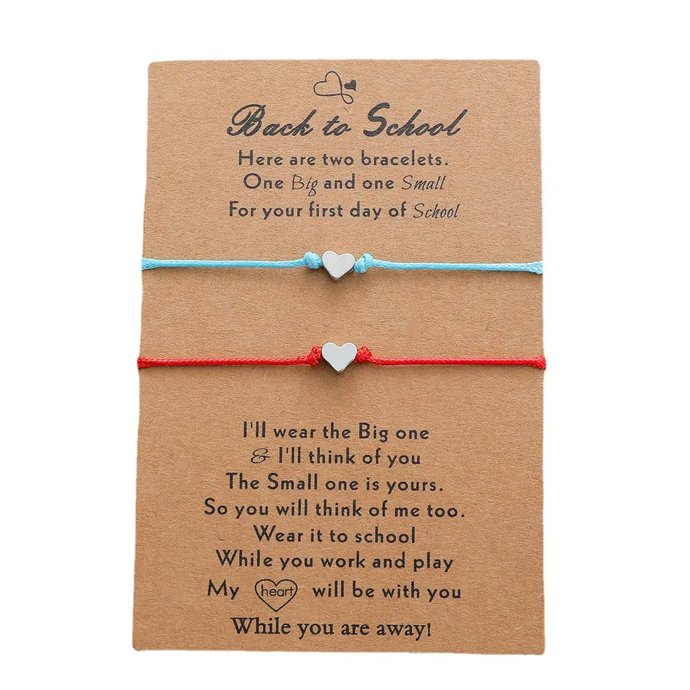 Kids Back to School Bracelets Jewelry Gifts tiny heart star knotted string wish Bracelets Adjustable Wax Cord Family Bracelets