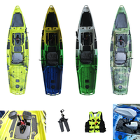 Kayak d'Usine 13 pieds Rotomoulé Double Pédalier Moteur de Pêche Électrique en Plastique pour Canoe Gouvernail Pliant avec Siège Réglable en Hauteur