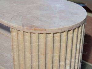 <span class=keywords><strong>Table</strong></span> <span class=keywords><strong>console</strong></span> ovale en marbre rose crème SH STONE, entrée de couloir naturelle avec pieds en travertin concave, étagère de rangement - Product Image 4