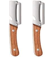 2-pack 2-in-1 multifunctionele groenteschiller met flesopener en houten handvat, roestvrijstalen mes, keukengereedschap