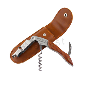 Ouvre-bouteille de vin en bois de rose et en liège, avec sac en cuir PU et ouvre-vin avec étui en cuir, prix d'usine, - Product Image 2