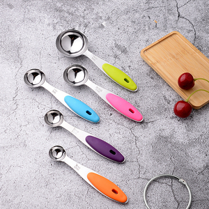 Dụng Cụ Đo Lường Nhà Bếp Bộ Thìa Và Cốc Đo Lường Bằng Thép Không Gỉ 304 Tay Cầm Silicon Nhiều Màu Có Cân - Product Image 2