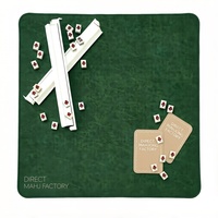 Tapis de Mahjong de Luxe en Cognac, Tapis de Jeu en Cuir Premium, Accessoires de Divertissement pour Jeux de Table avec Sac à Cordon en Toile