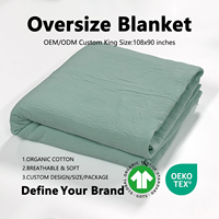 Couverture surdimensionnée en coton biologique GOTS, super king size, ultra absorbante, en crêpe, pour lits, pour garçons et filles, vente en gros, personnalisable