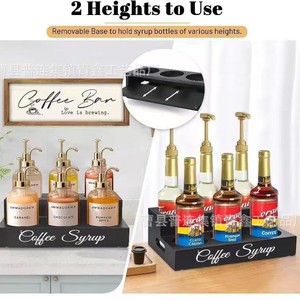 Coffee Syrup <b>Storage</b> <b>Rack</b> With 6 <b>Bottles</b> Wooden Condiment Organizer Kitchen Desktop Stand For Coffee Bar Use - Product Image 2