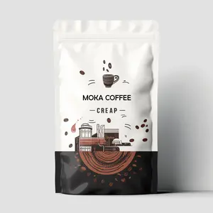 Bolsa de café de aluminio grande con estampado personalizado, bolsa de café de 1Kg, bolsa de café negra mate, bolsas de pie Muchenn