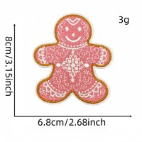 Nouveau fer sur broderie mignon rose noël père noël pain d'épice homme guirlande de neige sucette cerf Patch pour la décoration
