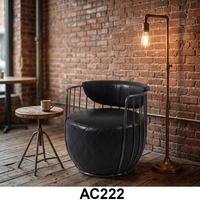 Fauteuil de salon en cuir véritable, mobilier de style médiéval antique, fauteuil de loisirs