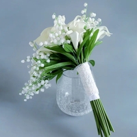 Bouquet de fleurs artificielles en soie Calla Lily fait main, décoration de mariage en PU pour la mariée, pour Noël, le Nouvel An, Pâques et autres occasions