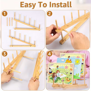 Бамбуковая сушилка для посуды на 8 секций и многофункциональная бамбуковая подставка для книг - Product Image 3