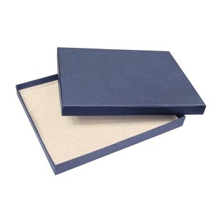 Boîte de rangement en carton bleu 200x250 mm avec couvercle décoratif et intérieur beige pour organiser les petits objets - Product Image 1