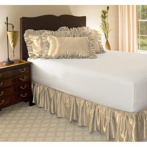 Falda de Cama con Volantes de Satén, Tamaño King, 18 Pulgadas de Profundidad, Color Marfil Sólido, Lavable, Tela de Microfibra, para Uso Doméstico - Product Image 2