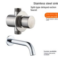 Robinet à commande par bouton-poussoir en acier inoxydable, à fermeture automatique, réglable, pour douche extérieure de plage, lavage des mains et des pieds, lavabo, finition chromée