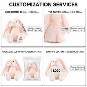 Coniglietto di Peluche Morbido Personalizzato OEM, Pupazzo a Forma di Coniglio, Nuovo Design Cartone Animato Animale Imbottito, Regalo Unisex di Compleanno all'Ingrosso con Orecchie Lunghe - Product Image 3