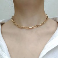 Collier ras du cou classique en acier inoxydable plaqué or, maillons trombone délicats, pour femme, idéal pour un anniversaire - Grande Vente