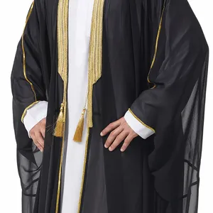 Abiti Musulmani da Uomo a Maniche Lunghe, Abbigliamento Etnico Nero e Bianco, Elegante Abaya per Uomo per Feste Mediorientali ed Eid - Product Image 5