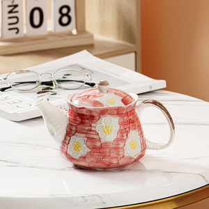 <b>Ceramic</b> Teapot Hand Painted Underglaze 1.5L With Lid Flower Design Heat Resistant For Tea Brewing - Product Image 3