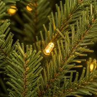 Sapin de Noël artificiel pré-éclairé en PE PVC, 7 pieds, luxe, toucher réaliste, avec lumières LED et base métallique pliable