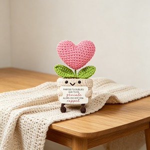 Muñeca <span class=keywords><strong>de</strong></span> Ganchillo Hecha a Mano 100%, Flor <span class=keywords><strong>de</strong></span> Hilo en Maceta con Corazón Rosa, Decoración Eterna, Regalo para San Valentín, Oficina o Escritorio - Product Image 2