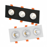 Spot LED linéaire moderne à triple tête 7W 21W encastré 240x80mm, CRI 90 élevé, en aluminium, pour plafond, qualité professionnelle