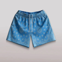 Shorts de sport en maille à motif cachemire pour hommes, personnalisés, en polyester, de haute qualité, pour le basketball, avec entrejambe de 5 pouces, vente en gros