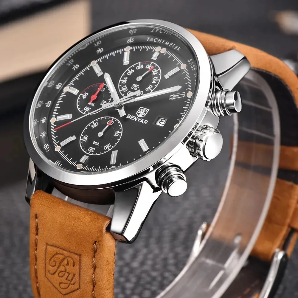 Benyar relógio masculino, relógios homens moda cronógrafo esporte relógios top marca de luxo relógios de quartzo relógio masculino horas 5102