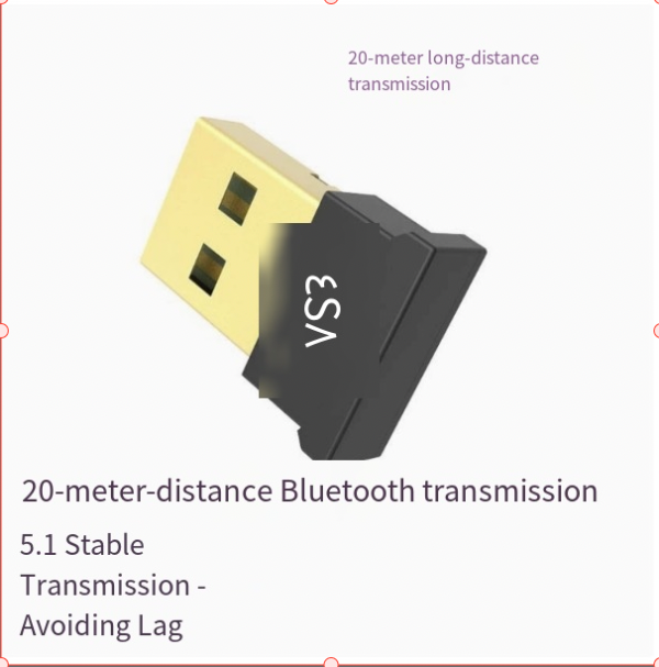 5.3 Bluetooth Adapter, USB Adapter for Desktop Computers (Driver-Free), Adapter for Bluetooth Audio Receiver