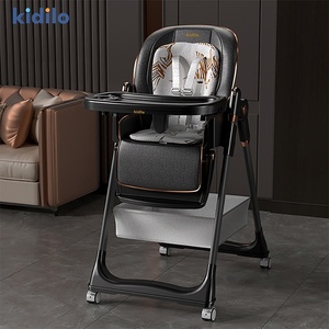 Chaise haute multifonctionnelle Kidilo pour bébé, gris/noir/orange, siège domestique convertible assis/déclinable, compatible avec les sièges <span class=keywords><strong>auto</strong></span> OLIVER - Product Image 3
