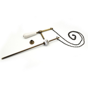 Kit a catenella a doppio scarico per cassetta WC a colonna alta in PP, finitura Bronzo Antico, per WC e Bagni - Product Image 1