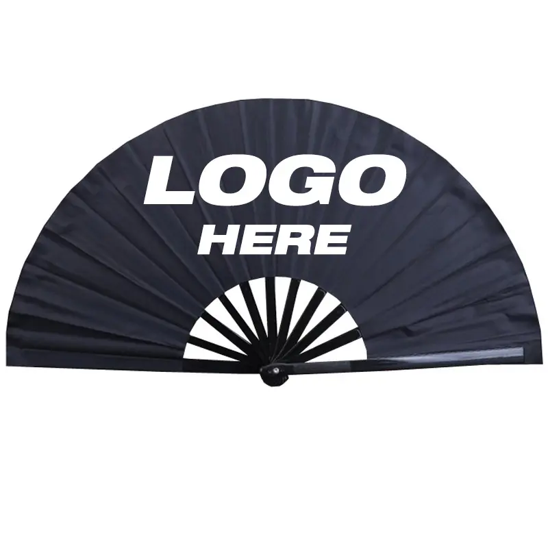 Big Clack Large 33Cm Custom Logo Printing Polyester Satin Bamboo Fan Rainbow Gay Pride Fan