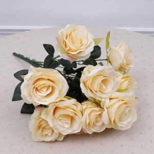 Bouquets de roses artificielles en gros, feuilles douces, 12 têtes, roses en soie blanches, fleurs artificielles pour décoration de mariage - Product Image 4