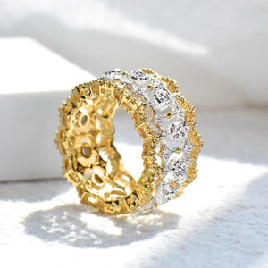 T0712 Anello di Lusso da Donna in Oro Massiccio 18K con Diamante Taglio Brillante Rotondo Colore G Naturale Gioiello per Matrimonio - Product Image 2