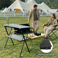 Table pliante rectangulaire d'extérieur en aluminium, style japonais, télescopique, pour balcon/camping, mobilier d'extérieur