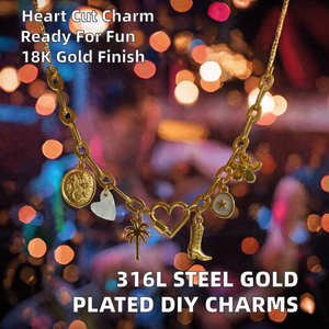 Colgante de Acero Inoxidable 316L de Alta Calidad con Circonita, Chapado en Oro de 18K, con Forma de Estrella y Corazón, para Fiesta, Regalo para Mujer - Product Image 2