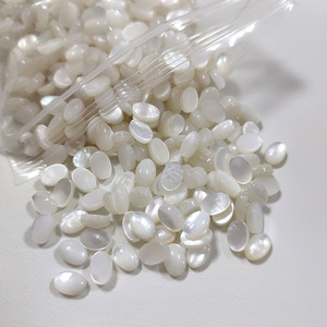 หินเปลือกหอยมุกธรรมชาติสีขาวรูปไข่ทรงคาโบชองสำหรับทำจี้เครื่องประดับ - Product Image 4
