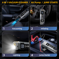 Starter Jumper Mobil Portabel 5-in-1 & Pompa Ban, Starter Baterai, Penyedot Debu Nirkabel, Starter Mobil dengan Pompa Udara