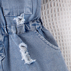 Tute in Denim a vita strappata da <span class=keywords><strong>bambina</strong></span> di nuova estate europee - Product Image 5