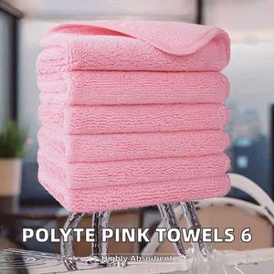 ผ้าเช็ดหน้าไมโครไฟเบอร์ดูดซับน้ำได้ดีเยี่ยม ปราศจากขุย ยี่ห้อ Polyte-สีชมพู-33 x 33 ซม.-แพ็ค 6 ผืน-GSM 299 หรือน้อยกว่า-แบบขนตัด - Product Image 2