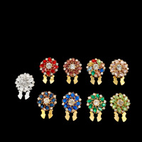 Kancing Baju Wanita Berlapis Mewah Ramah Lingkungan Shengzuan SZ-205123101 dengan Kristal Mata Kuda Berwarna dan Hiasan Bunga Rhinestone