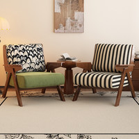 Fauteuil simple en bois massif, style français antique, design mi-siècle, confortable, pour salon, balcon, idéal pour cafés et maison