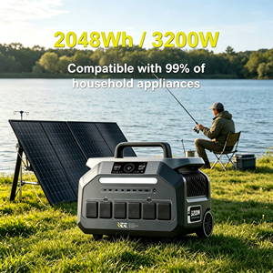 Estación de energía solar portátil LiFePO4 de 2048 Wh y 3200 W para respaldo de energía en el hogar fuera de la red, con panel solar de 100/200/400/500 W. - Product Image 1