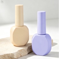 Nouveauté 2026 Échantillon Gratuit OEM ODM Flacons en Verre Plat Jaune Violet Polygone 10ml pour Gel UV, Contenants Vides pour Vernis à Ongles avec Couvercles et Pinceaux