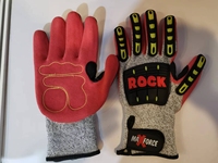 Gants de travail résistants aux coupures 13G HPPE, paume enduite, protection dorsale TPR, poignet à scratch pour l'entretien mécanique