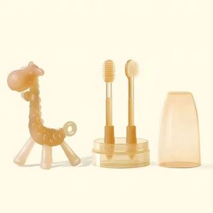 Cepillo de Dientes para Bebés, de Silicona de Grado Alimenticio, con Cerdas Suaves, Portátil, Color Marrón, Juego de Limpiador de Lengua - Product Image 4