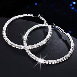 Fashion Gold Plated <b>Silver</b> Alloy Women's Luxury Diamond <b>Big</b> Size Circle Hoop <b>Earrings</b> Party Rhinestone - Product Image 3