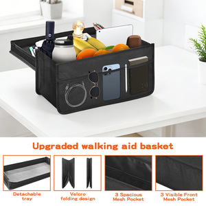 Foldable Walker Basket With Organizer Pockets For Walking Aid Accessories Oxford Material Aluminum Frame Support - Product Image 2