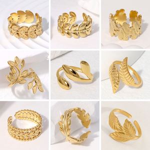 Anillos Ajustables de Acero Inoxidable con Forma de Flor Dorada para Mujer, en Oferta - Product Image 6