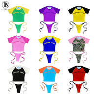 Maillot de bain et tenue de plage personnalisable avec logo, ensemble bikini 2 pièces sexy pour femme avec crop top assorti