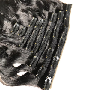 Extensioni per Capelli con Clip, 100% Veri Capelli Umani Brasiliani, Ondulati, Colore Nero Naturale, con Doppia Trama, 8 Pezzi/120G, 26 Pollici - Product Image 5