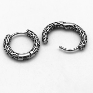 yunnique Huggie <b>Earrings</b> Titanium Steel 316 Stainless Steel Unisex Geometric Design Easy Open For Men And Women - Product Image 3